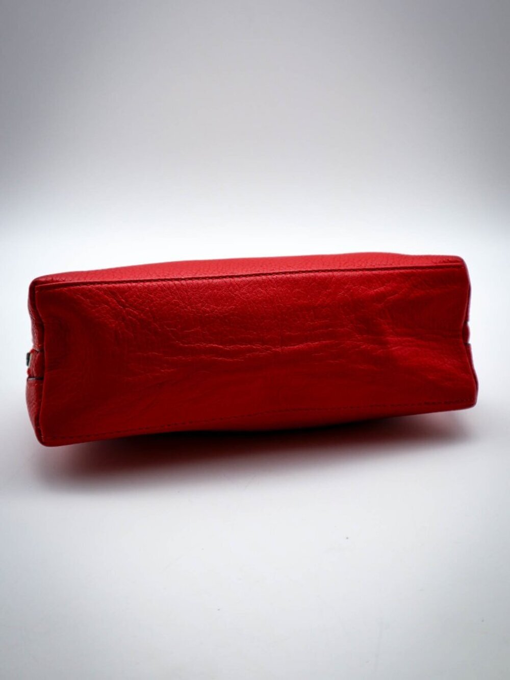 Ralph Lauren Leighton Make-up Cosmetics Bag Toiletries Case Pebbled Leather Red - Picture 7 of 11